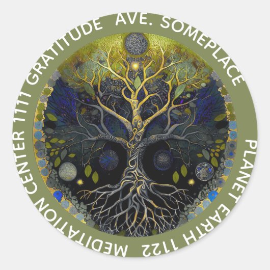 Levensboom Ronde Sticker (Voorkant)