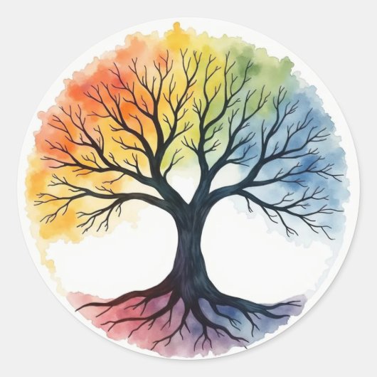 Levensboom Ronde Sticker (Voorkant)