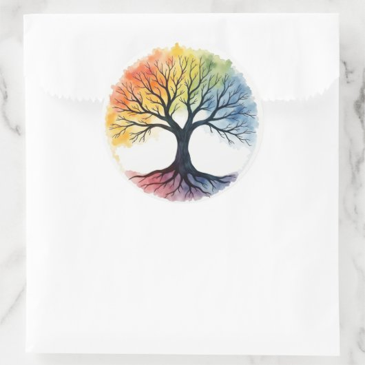 Levensboom Ronde Sticker (Tas)