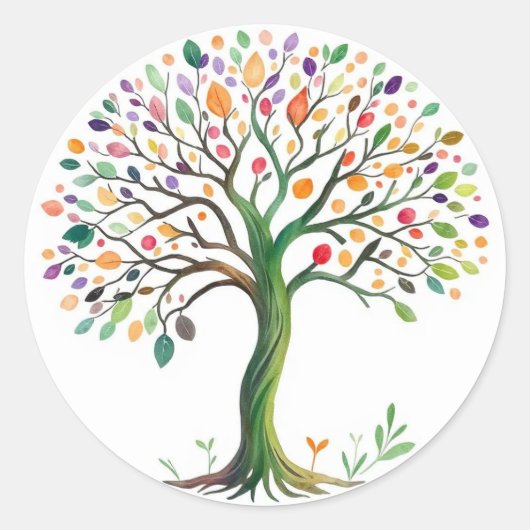 Levensboom Ronde Sticker (Voorkant)