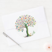 Levensboom Ronde Sticker (Envelop)