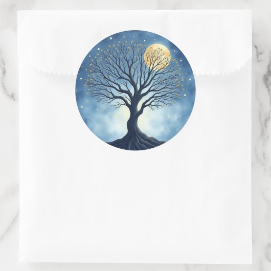 Levensboom Ronde Sticker (Tas)