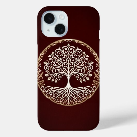 Levensboom Rustiek Donkerrood Keltisch Case-Mate iPhone Case (Achterkant)