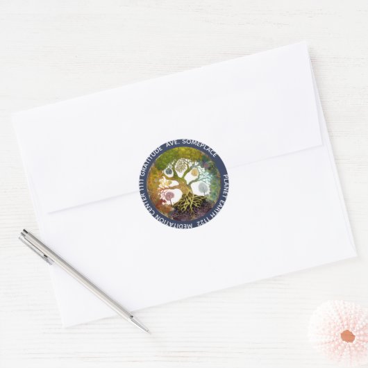Levensboom | Seizoenen Ronde Sticker (Envelop)
