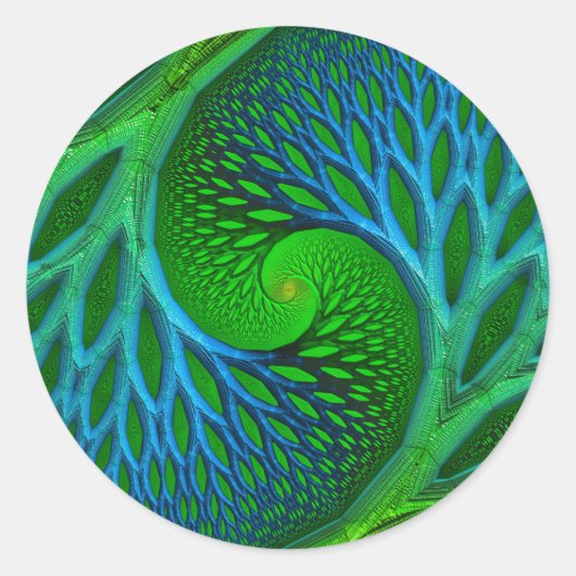 Levensboom Spiraal Fractal Ronde Sticker (Voorkant)