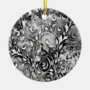Levensboom - Spiraalvormige Bladeren Grunge Stijl Keramisch Ornament