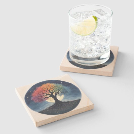 Levensboom Stenen Onderzetter (Zijkant)