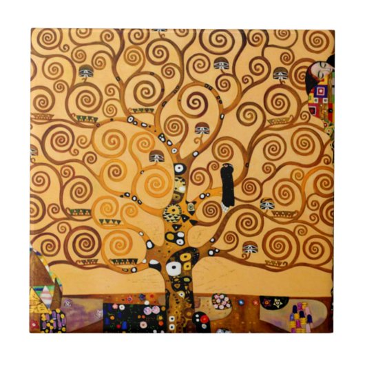Levensboom van Gustav Klimt Fine Art Tegeltje (Voorkant)