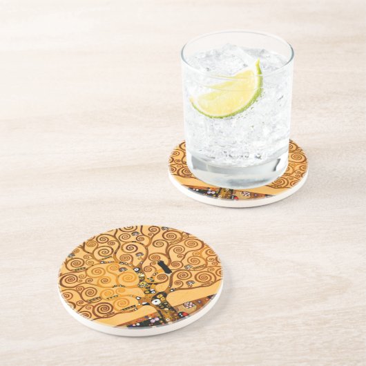 Levensboom van Gustav Klimt Fine Art Zandsteen Onderzetter (Zijkant)