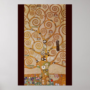 Levensboom van Gustav Klimt, gestileerde Art Nouve Poster
