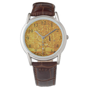 Levensboom van Gustav Klimt Nouveau Horloge