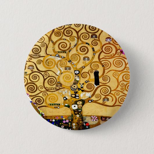 Levensboom van Gustav Klimt Nouveau Ronde Button 5,7 Cm (Voorkant)