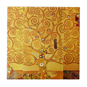 Levensboom van Gustav Klimt Nouveau Tegeltje