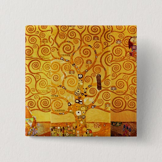 Levensboom van Gustav Klimt Nouveau Vierkante Button 5,1 Cm (Voorkant)