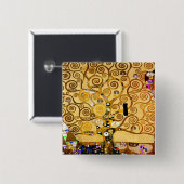Levensboom van Gustav Klimt Nouveau Vierkante Button 5,1 Cm (Voorkant /achterkant)