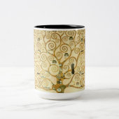 Levensboom van Gustav Klimt Tweekleurige Koffiemok (Center)