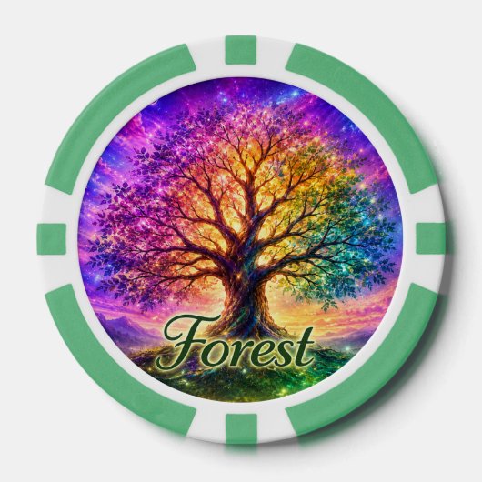 Levensboom van het bos poker chips (Voorkant)