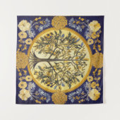 Levensboom van kedoki Blue Gold-borduurwerk Wandkleed (Voorkant (horizontaal))