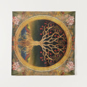 Levensboom van kedoki Floral  borduurwerk Wandkleed (Voorkant (horizontaal))