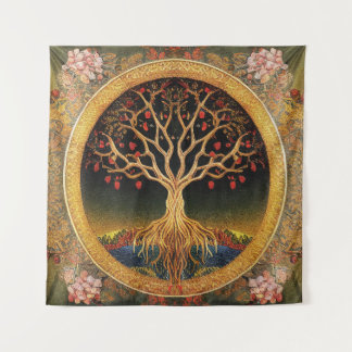 Levensboom van kedoki Floral borduurwerk Wandkleed