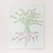 Levensboom van liefde Kunst Wit Groen Roze Harten  Legpuzzel (Verticaal)