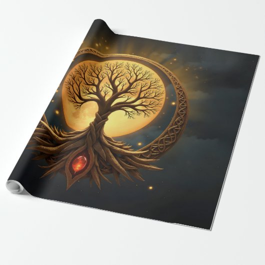 Levensboom – Verlicht door de Maan Cadeaupapier (Uitgerold)