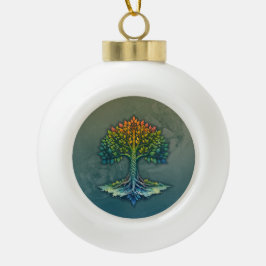 Levensboom Verschuivende Dageraad Keramische Bal Ornament