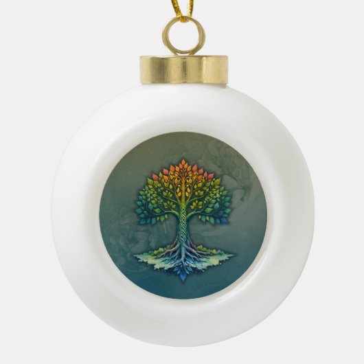 Levensboom Verschuivende Dageraad Keramische Bal Ornament (Voorkant)
