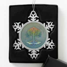 Levensboom Verschuivende Dageraad Tin Sneeuwvlok Ornament