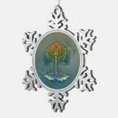 Levensboom Verschuivende Dageraad Tin Sneeuwvlok Ornament (Rechts)