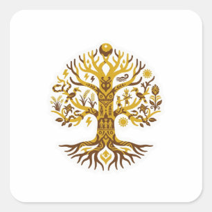 Levensboom Vierkante Sticker