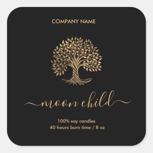 Levensboom Vierkante Sticker (Voorkant)