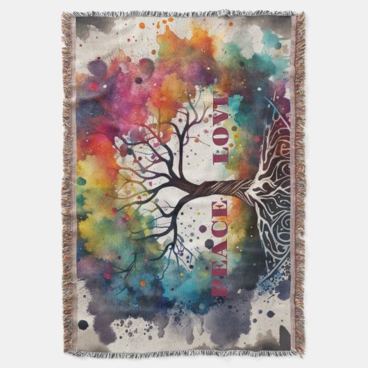 LEVENSBOOM. Vrede, Liefde (bewerkbaar) Deken (Voorkant Verticaal)