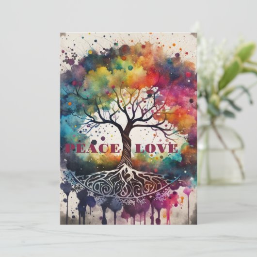 LEVENSBOOM. Vrede, Liefde (bewerkbare) Kaart (Staand voorkant)