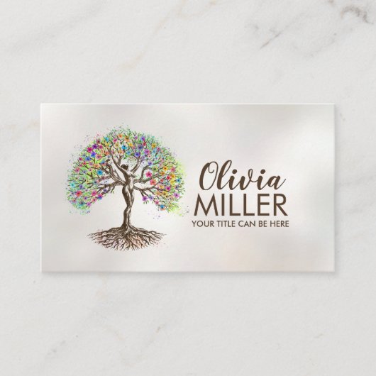 Levensboom - Vrouw Silhouet Visitekaartje (Voorkant)