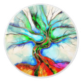 Levensboom - waterverf, inkt en goud keramische knop (Voorkant)