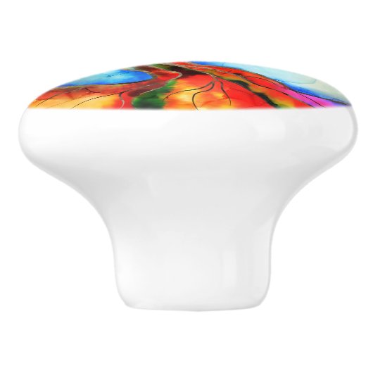 Levensboom - waterverf, inkt en goud keramische knop (Zijkant)