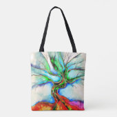 Levensboom - waterverf, inkt en goud tote bag (Achterkant)