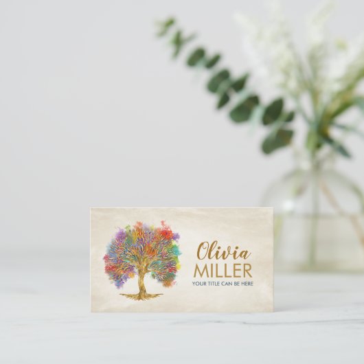 Levensboom - Waterverf Visitekaartje (Staand voorkant)