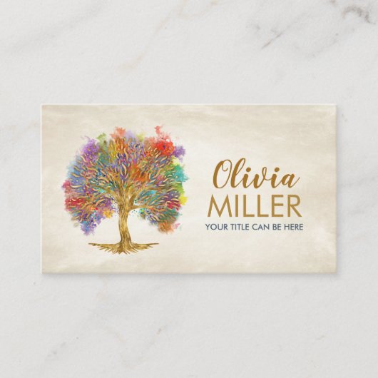 Levensboom - Waterverf Visitekaartje (Voorkant)