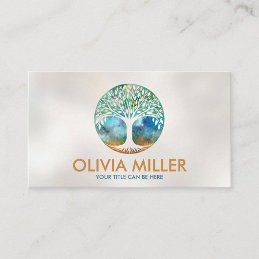 Levensboom - Waterverf Visitekaartje (Voorkant)