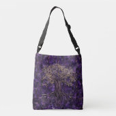 Levensboom - Yggdrasil Amethyst en Gold Crossbody Tas (Achterkant)