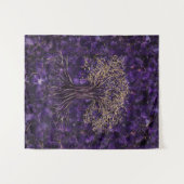 Levensboom - Yggdrasil Amethyst en Gold Wandkleed (Voorkant (horizontaal))