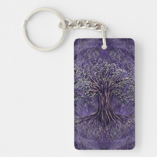 Levensboom - Yggdrasil Amethyst en zilver Sleutelhanger (Voorkant)