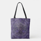 Levensboom - Yggdrasil Amethyst en zilver Tote Bag (Achterkant)