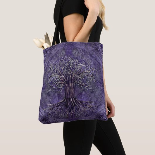 Levensboom - Yggdrasil Amethyst en zilver Tote Bag (Dichtbij)