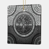 Levensboom - Yggdrasil- Dot Art Grayscale Keramisch Ornament (Links)