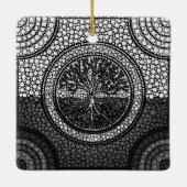 Levensboom - Yggdrasil- Dot Art Grayscale Keramisch Ornament (Achterkant)
