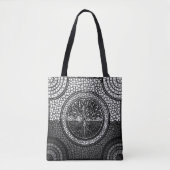 Levensboom - Yggdrasil- Dot Art Grayscale Tote Bag (Voorkant)