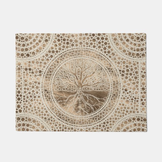 Levensboom - Yggdrasil - Dot Art Pastel Gold Deurmat (Voorkant)